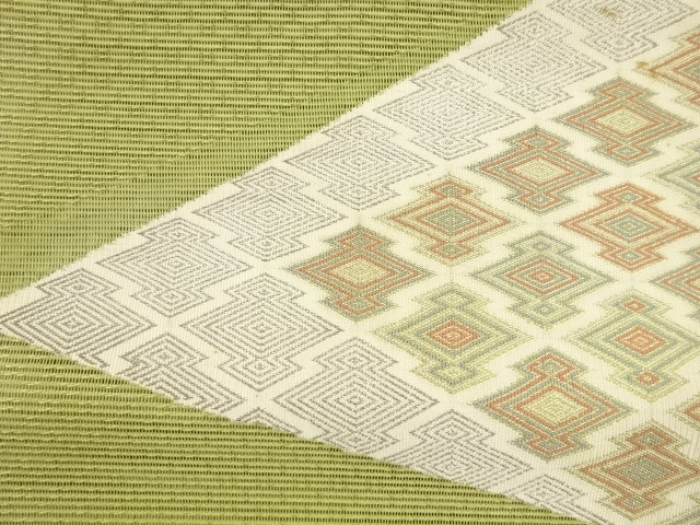 アンティーク　 絽綴れ松皮菱模様織出し名古屋帯